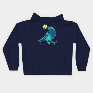 aqua blue song bird Kids Hoodie